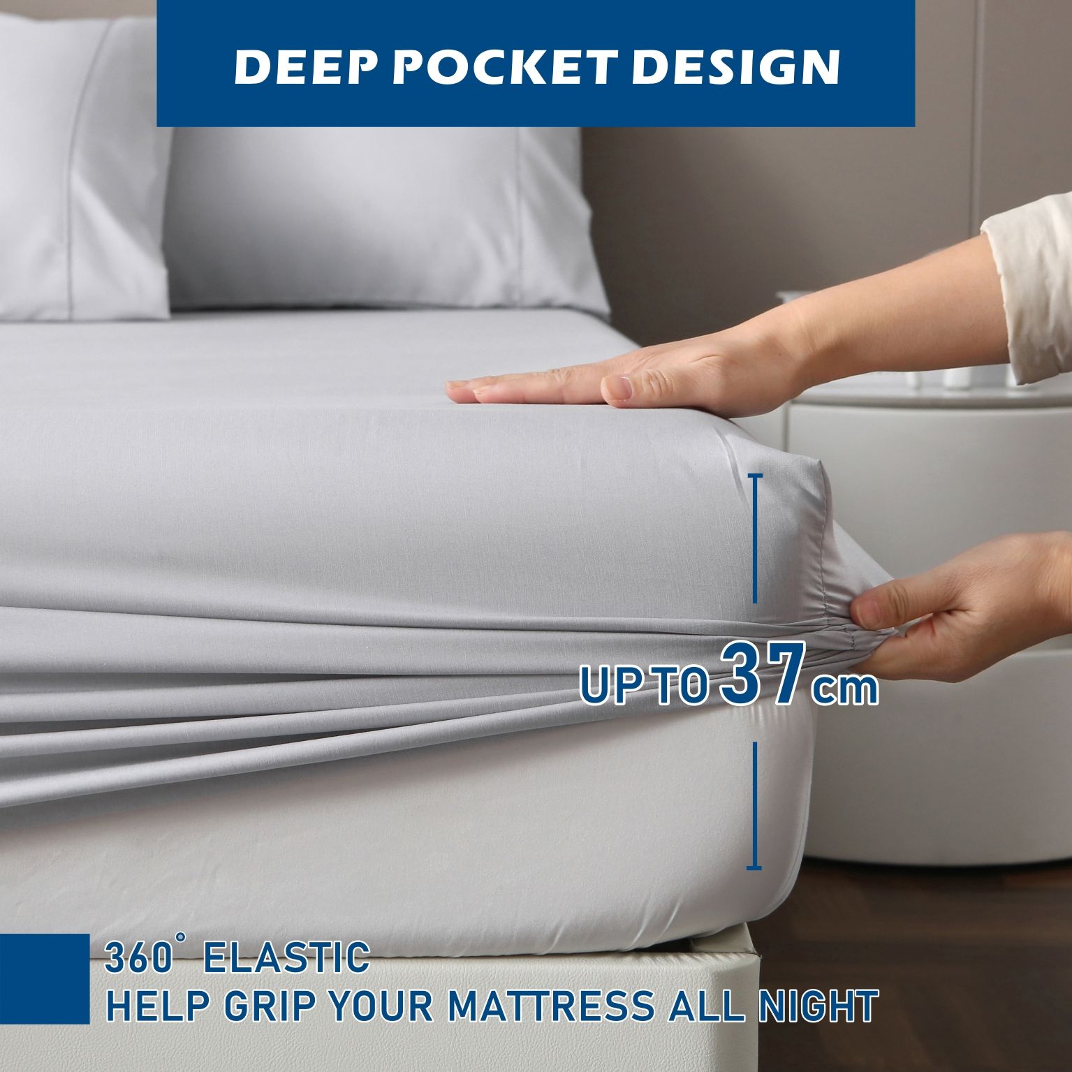3 Piece Hotel Bamboo Cooling Sheet Set -Ultra Soft 2000TC Breathable Bed Sheets Set with 37 Centimetre Deep Pocket-Cooling Sheets for Hot — image 4