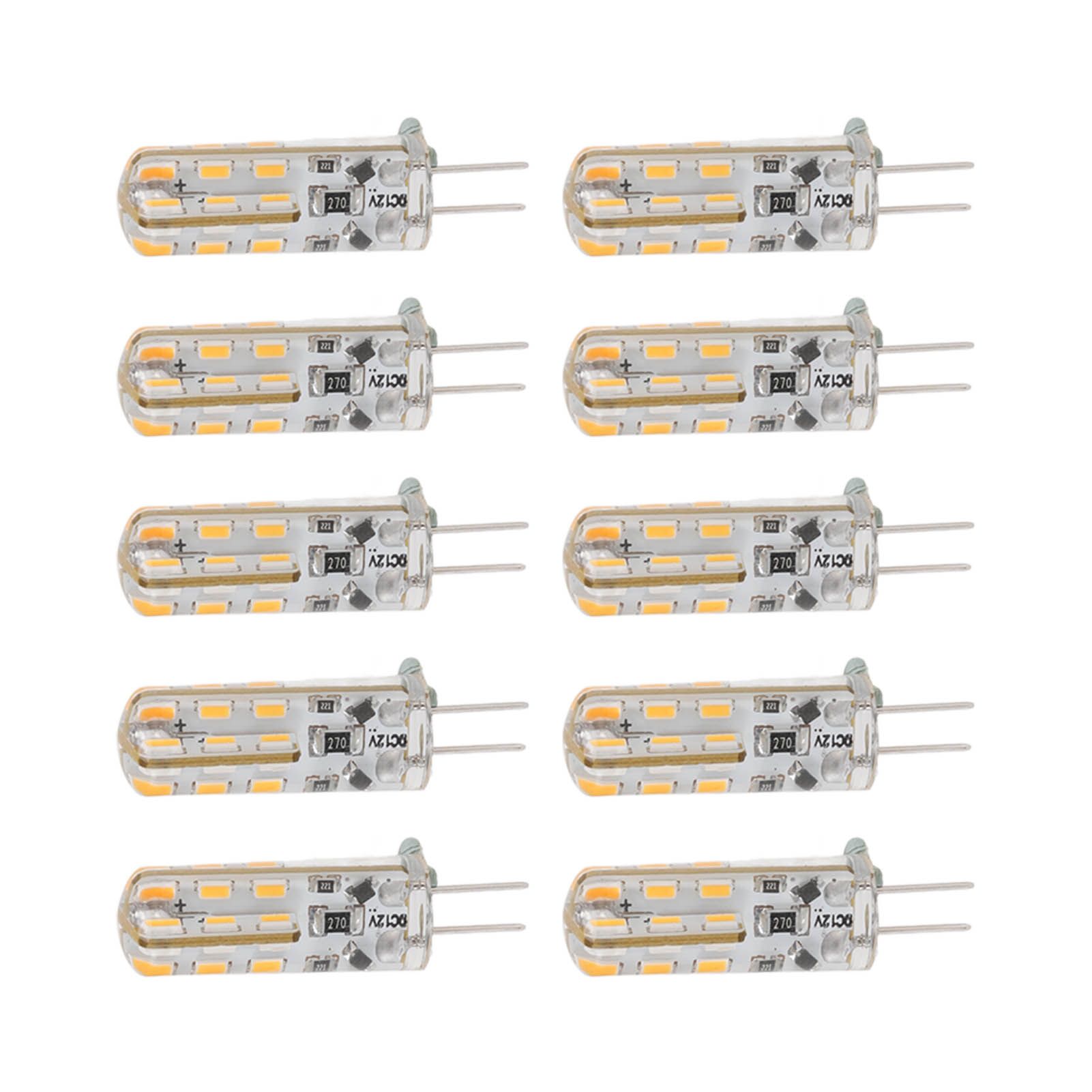 10pcs G4 LED Bulb 1.5W DC12V Warm White 3000K 110LM Bi Pin Light Bulbs LED for Cabinet Lighting Courtyard — image 6