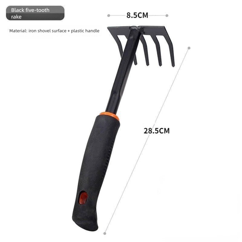 4-Piece Garden Hand Tool Set - Heavy Duty Steel with Ergonomic Non-Slip Grips - Includes Trowel, Transplanter, 5-Prong Rake and Dual-Purpose Hoe for Weeding โ image 2