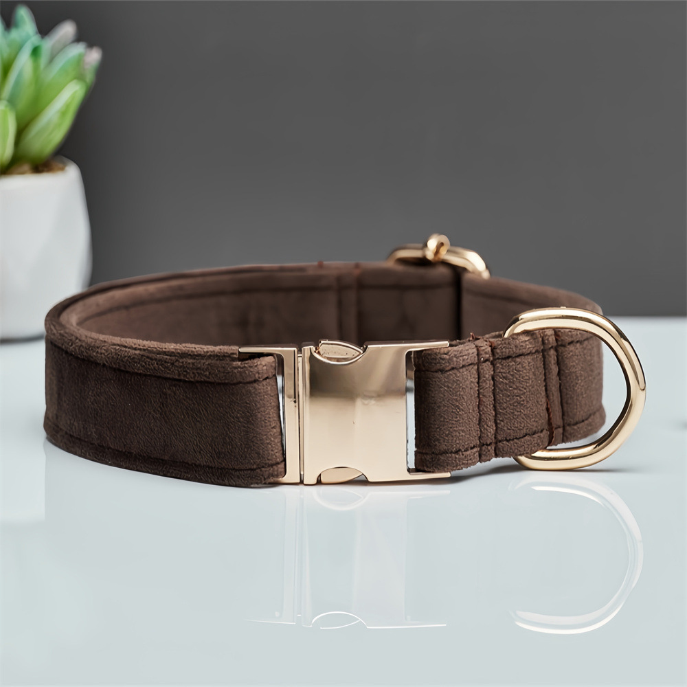 Dark Brown Durable Dog Collar with Metal Buckle – Adjustable Nylon Pet Collar for Small to Large Dogs size XS