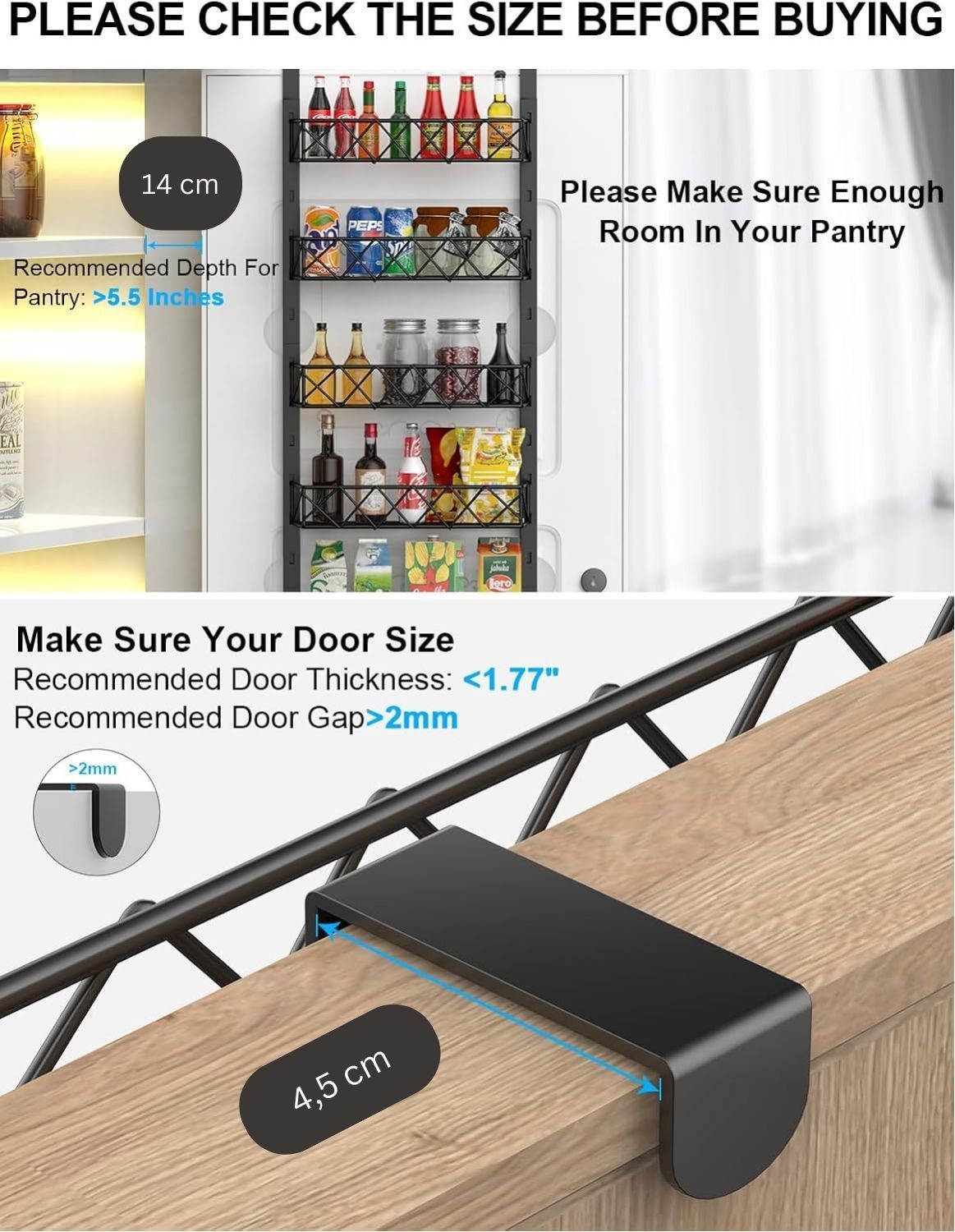 6 Tier Adjustable Baskets Over Door Pantry Organiser for Home Kitchen — image 6