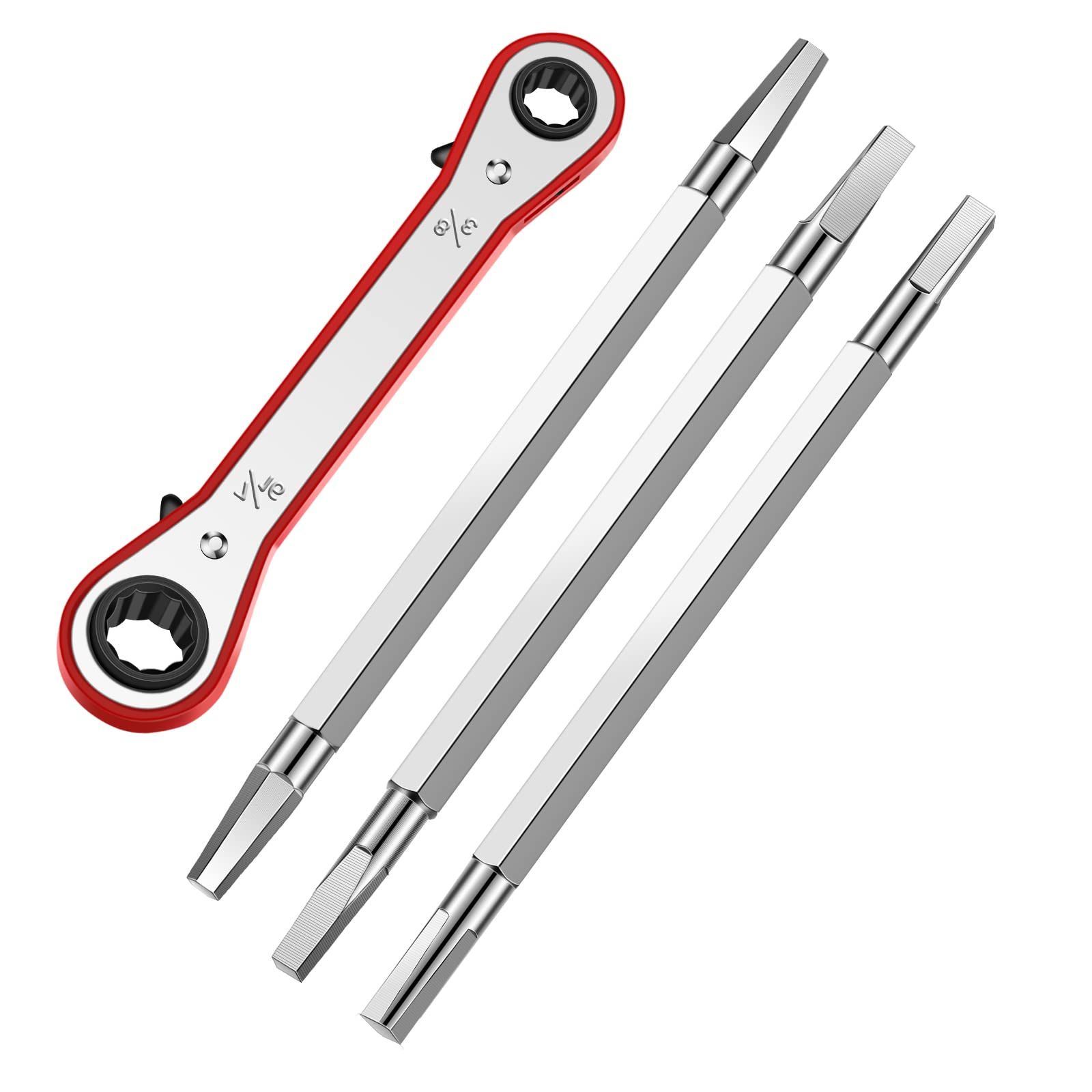 4 Pcs Metal Seat Removal Set Including 3 Removal Tools and a 3/8 Inch and 7/16 Inch Ratchet Shower Cartridge Removal Tool Faucet