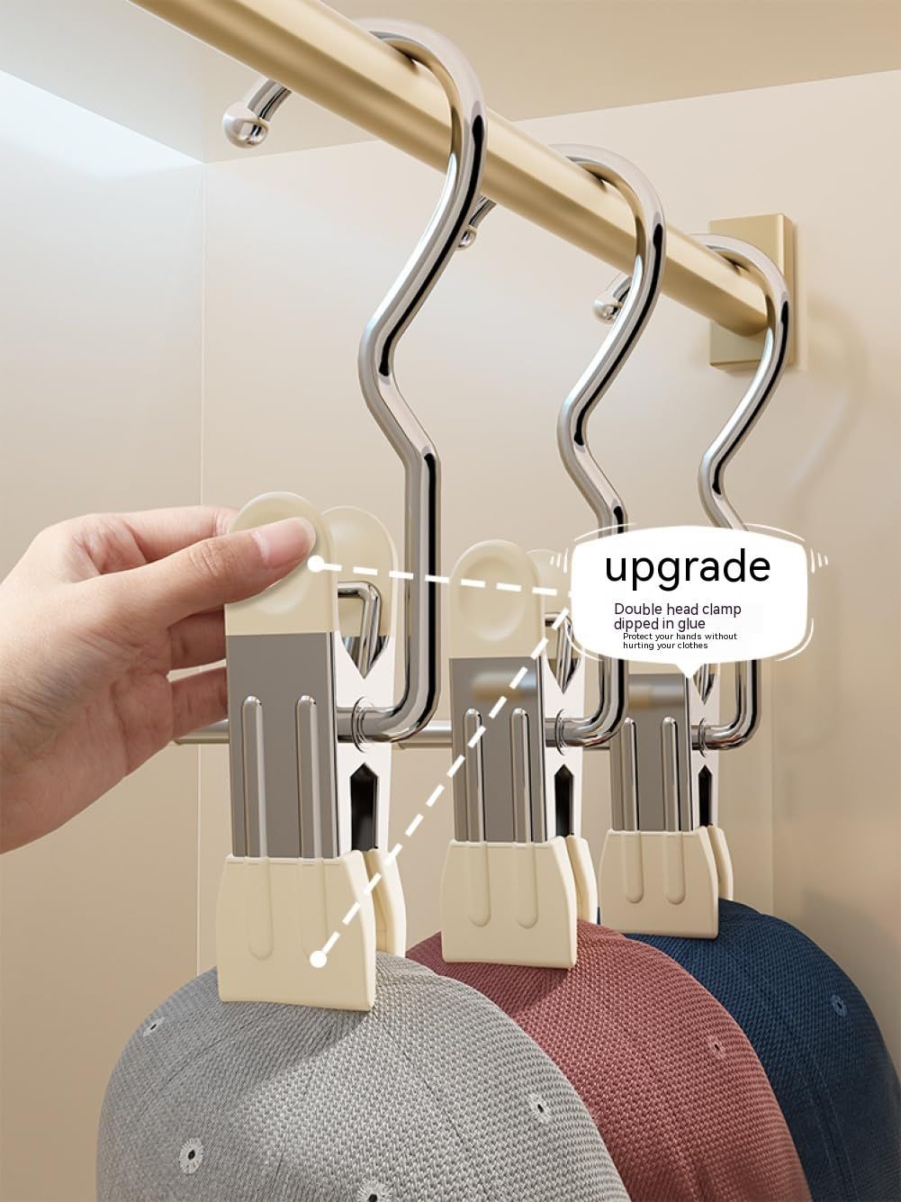 10 Pcs Space-Saving, Head Clamp Dipped Hanger for Closet Hooks Garment Clip Hat Pants Storage Hanging Travel Hook (White) — image 4
