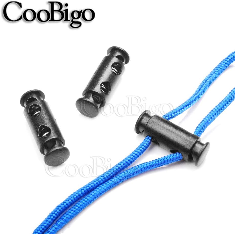 CooBigo 50pcs Cord Lock Ends 3mm Double Hole Fastener Slider Rope Clip Spring Clamp Stopper For DrawStrings Paracord Bag Elastic Rope Parts — image 3