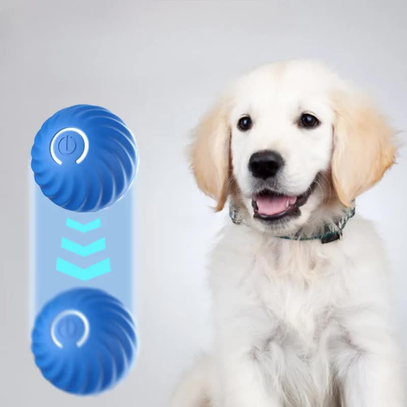 Blue Interactive Gravity Bouncing Dog Toy Ball(56MM) - Smart Automatic Teasing Pet Toy, Durable TPR with Yellow Sea Urchin Cover — image 4