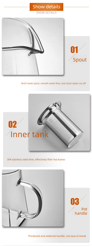 350ml Heat-Resistant Glass Teapot with Stainless Steel Infuser Square Base Stovetop Safe Loose Leaf Tea Maker โ image 5