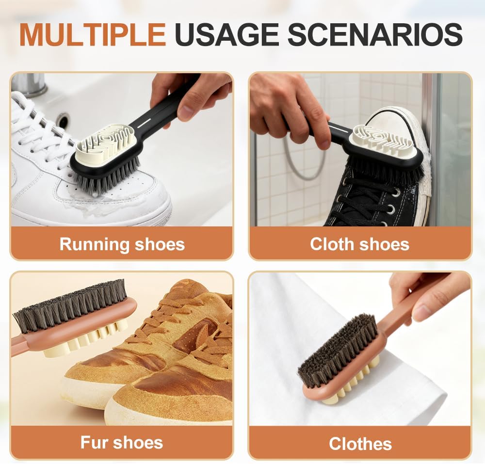 2 in 1 Scrub Suede Shoe Brush, Rubber Polish Eraser with Soft Bristle Brush for Suede Cleaner and Nubuck Brush (Black) — image 3
