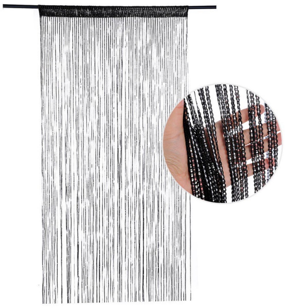 99 × 199 cm - Fly curtain - Screen door - Door curtain - Window decoration - Bead curtain - crystal bead coded door curtain - with tassels - wardrobe curtain