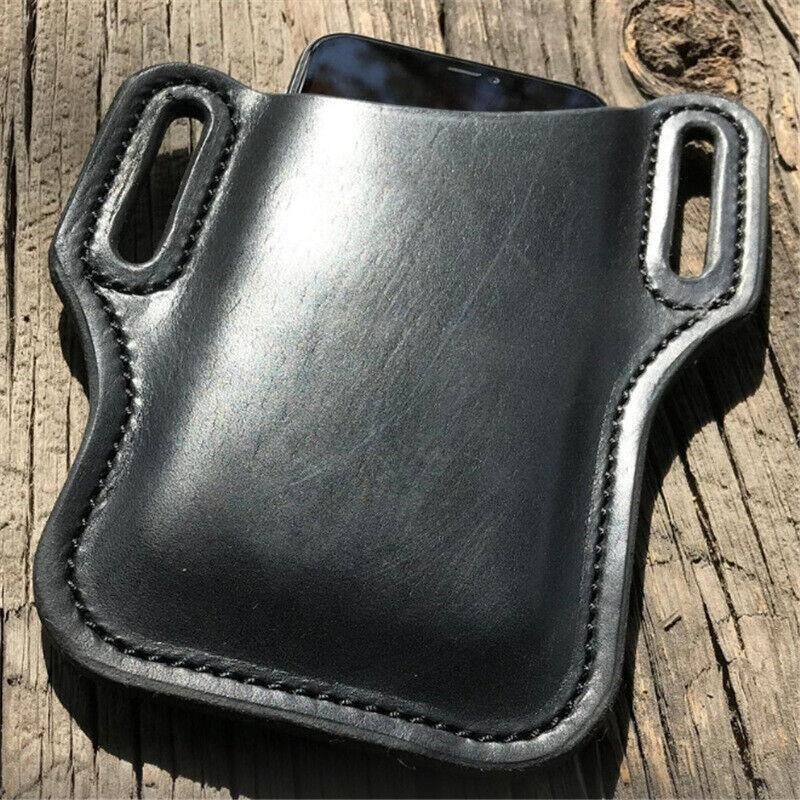 Leather Phone Holster Pouch Belt Clip Loop Waist Bag Cover Case for Men - Dark Brown โ image 6