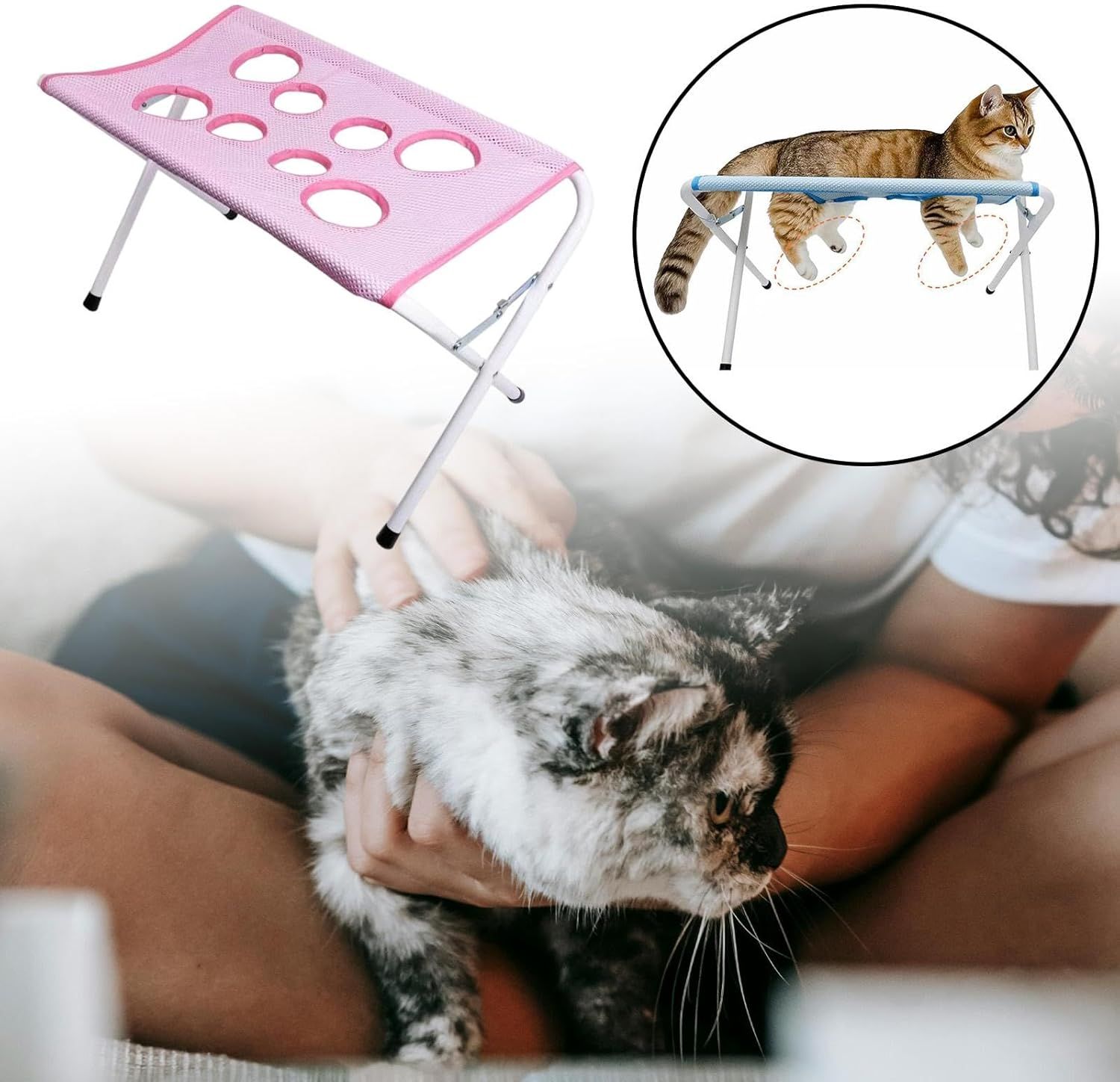 Foldable Pet Grooming Hammock with Leg Holes, Anti-Scratch Mesh Bathing Station for Cats and Small to Medium Dogs, Portable Nail Trimming and Washing Aid β image 5