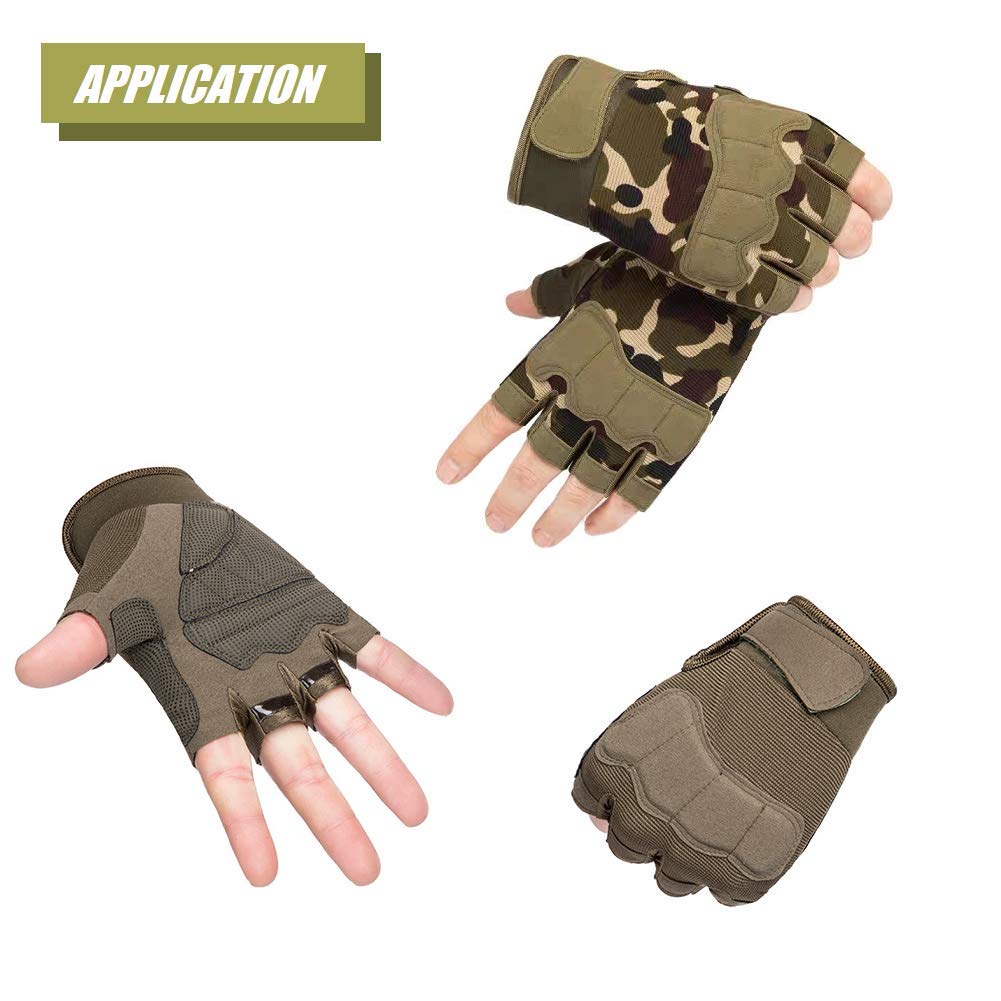 Tactical Fingerless Gloves with Knuckle Protection – Breathable Outdoor Gloves for Shooting, Hunting, Cycling, and Training (Yellow Camouflage,XL) — image 5