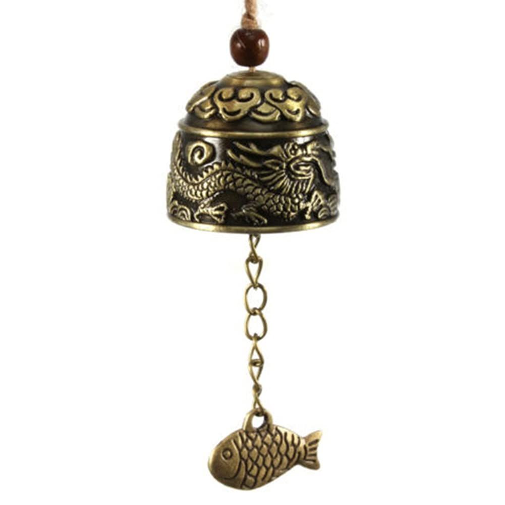 Vintage Dragon Fengshui Bell Good Luck Bless Home Garden Hanging Windchime Ornament Dragon Pattern,wind chime is a mascot