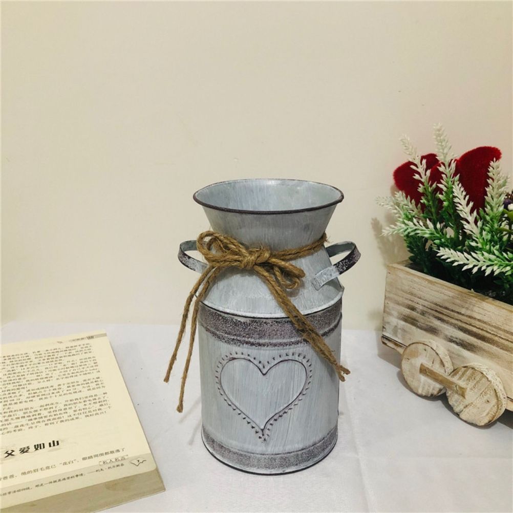 Vintage Flower Pot Iron Flower Pot Rustic Flower Bucket Metal Bucket Decorative Vase Pot for Garden Living Room Table Decoration — image 4
