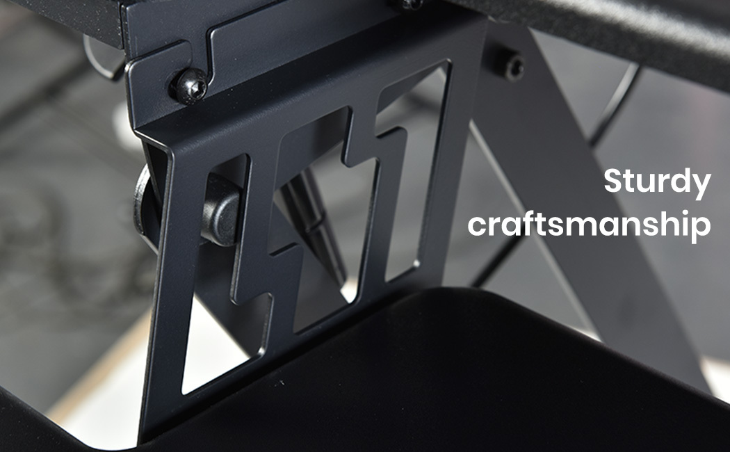 Fortia Corner Desk Riser 110cm Wide Adjustable Sit to Stand for Dual Monitor, Keyboard, Laptop, Black โ image 5