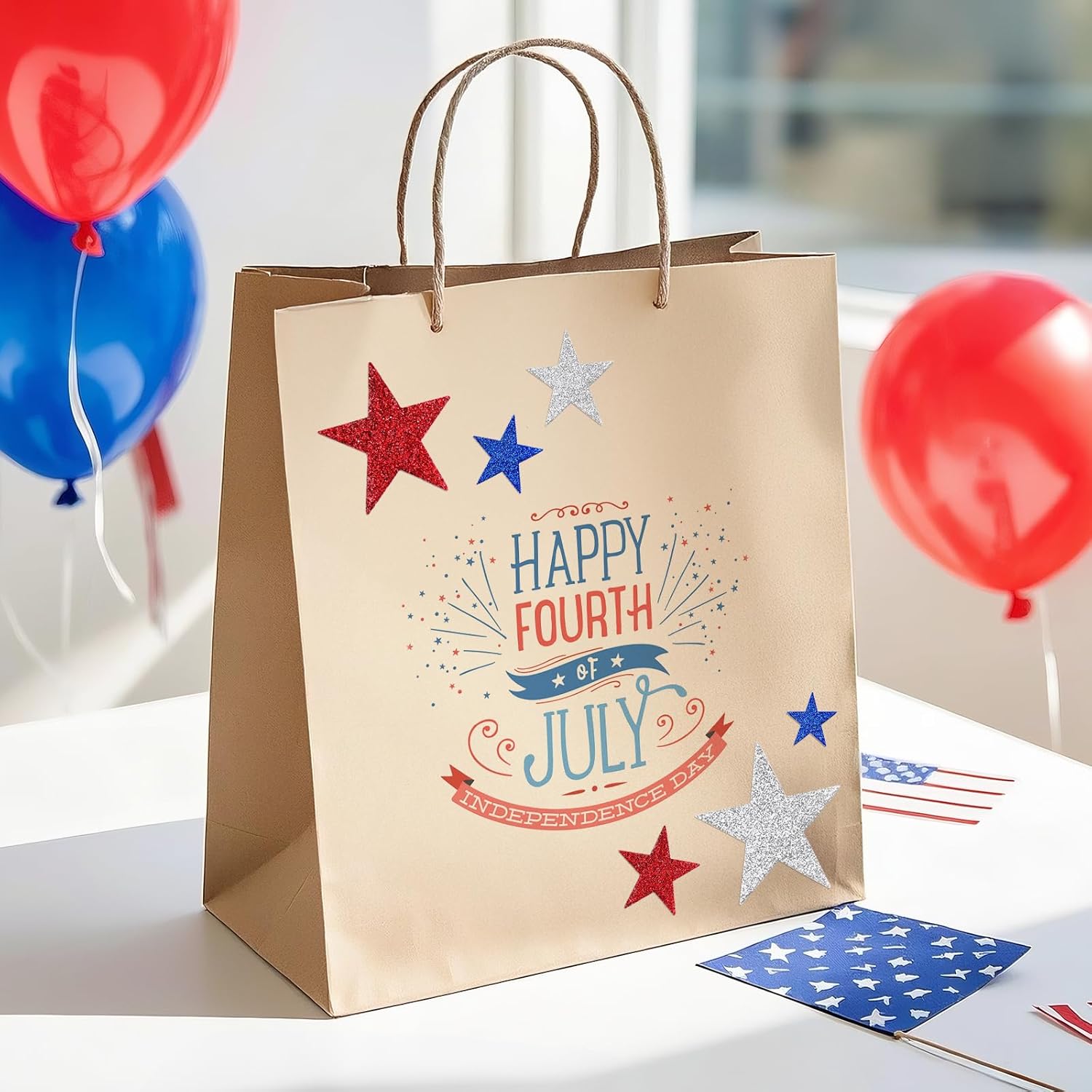 360Pcs Star Stickers - Red Blue Silver USA Patriotic Star Stickers Self Adhesive 4th of July Sticker Glitter Foam Stars Shaped Sticker for Kids Reward Art — image 6