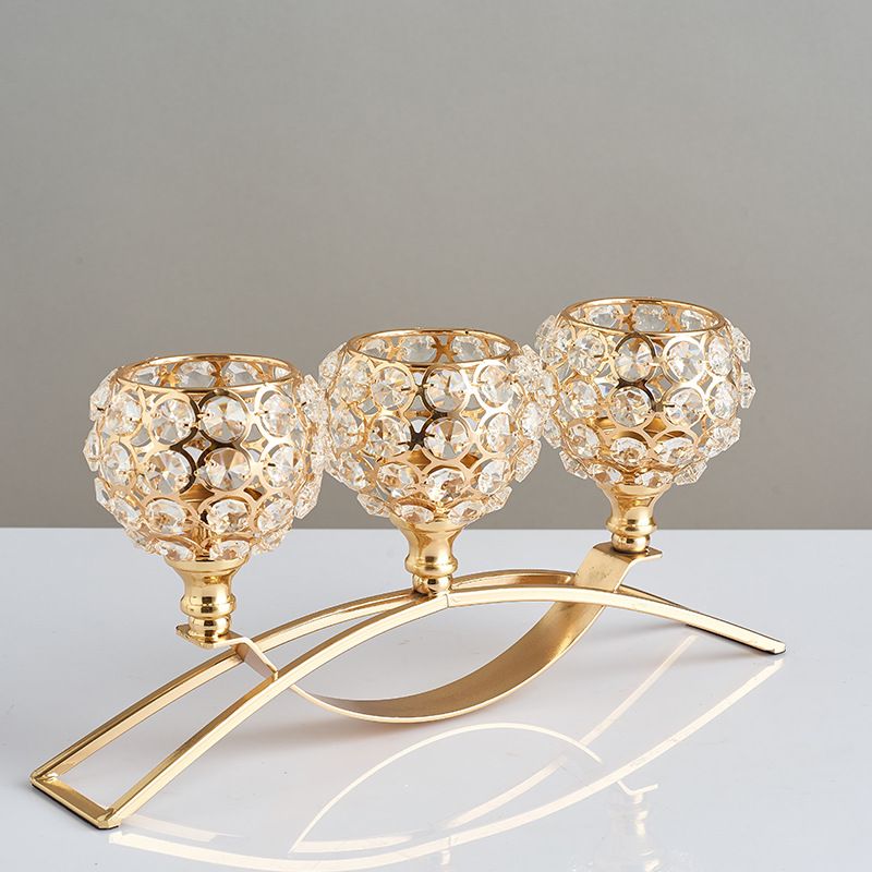Gold Candle Holders for Table Centerpiece, 3 Arms Metal Candlestick Holders for Home Decor, Wedding, Dinning, Party — image 3