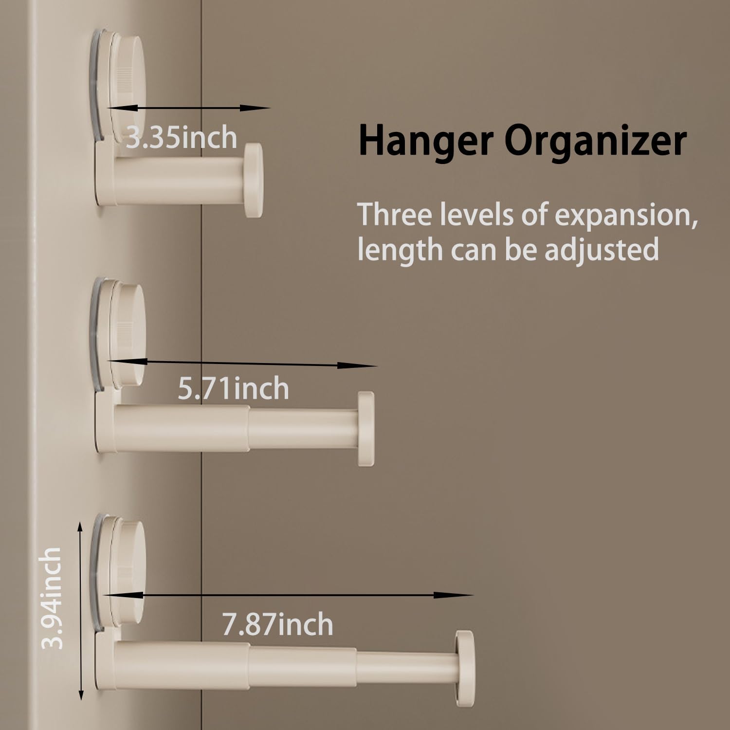 2 Pack Telescopic Rod Suction Cup Hanger Holder Wall Mounted Clothes Organizer — image 5