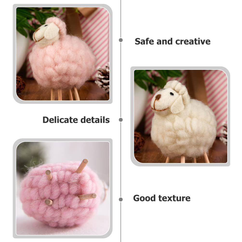 Home Decor 3Pcs Wool Felt Lamb Decoration Plush Sheep Figurine Table Ornament Farm Animal Decorative Figurines for Home โ image 3