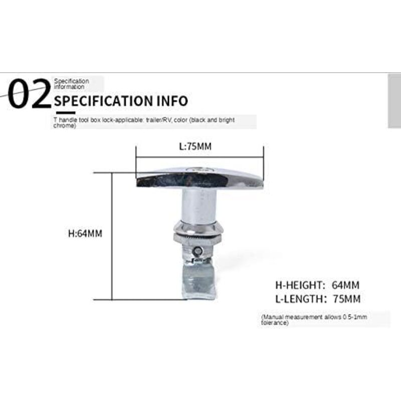 T-Handle Lock With Key, Aluminum Alloy Trailer Door Latch T-Handle Lock Universal T-Handle Lock For Trailers — image 2