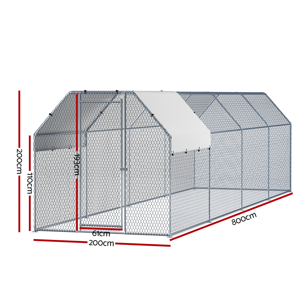 i. Pet Chicken Coop Cage Run Rabbit Hutch Large Walk In Hen House Cover 2mx8mx2m — image 2