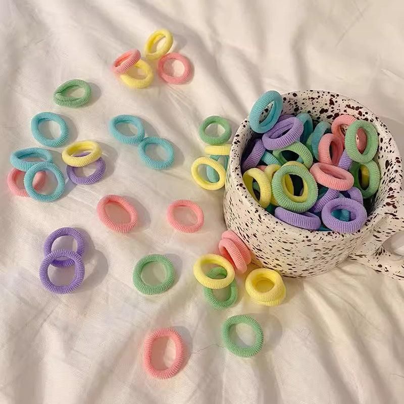 100PCS Colorful Elastic Hair Ties for Girl Ponytails High Stretch Hair Bands Set - Spring โ image 6