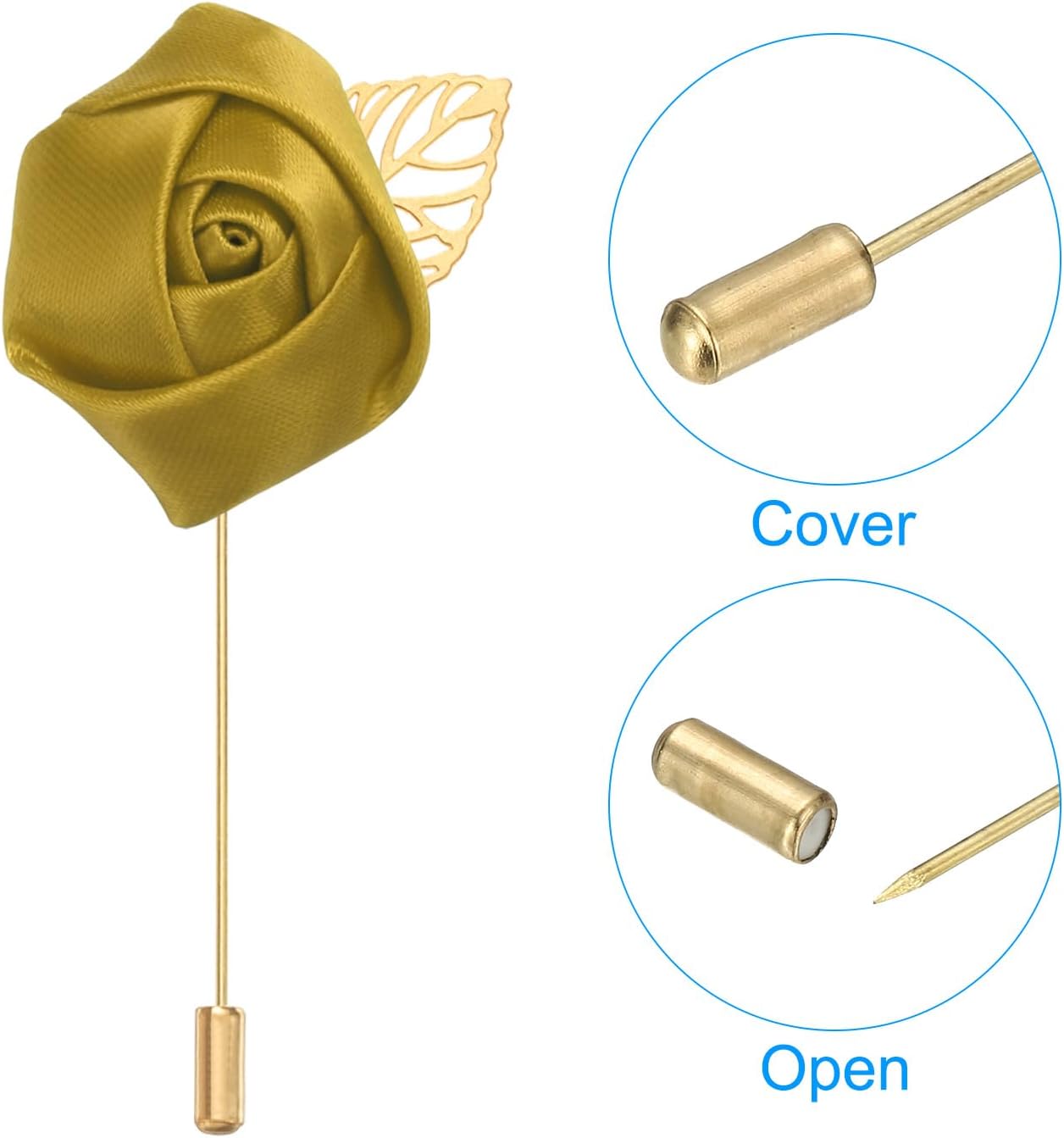 Rose Boutonnieres, 10 Pack Groom Wedding Boutonnieres Pocket Handmade Flower Lapel Pin for Men Ceremony Party Prom, Gold โ image 3