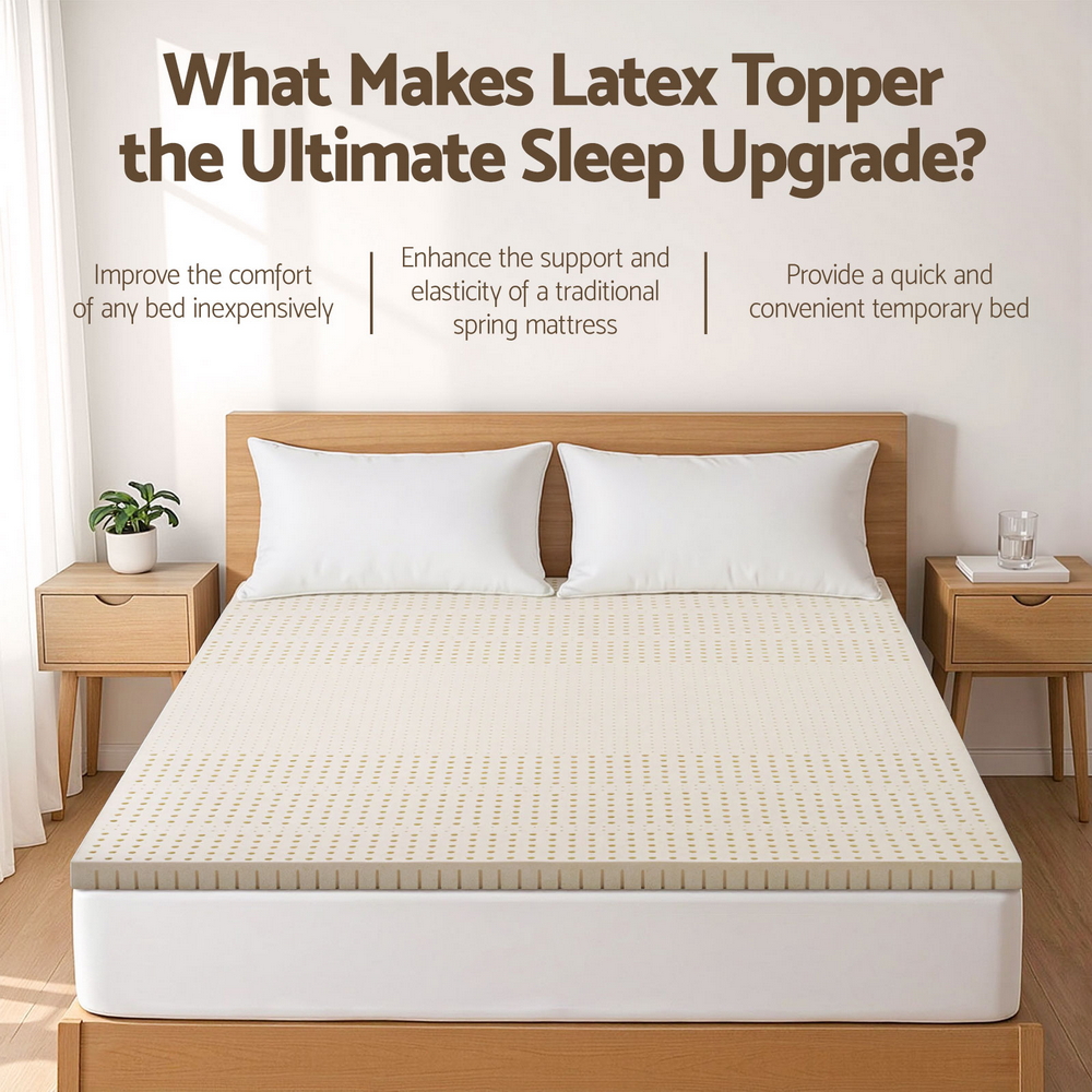Giselle Bedding Latex Mattress Topper, 5cm Thick Cooling Bed Pad for Side Sleepers Pain Relief, 7 Zone Foldable Mat with Washable Cover for Guest โ image 4