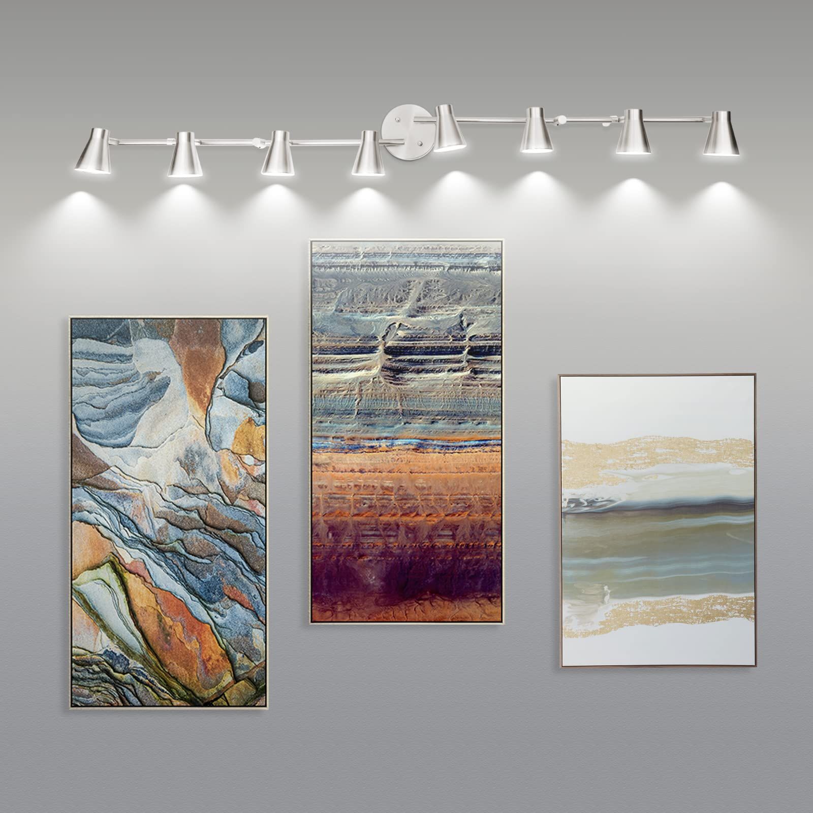 LED 8 Light Track Lighting Fixture Flexible, Adjustable Ceiling Spot Light with GU10 Track Light Head, Accent Lighting Foldable Swing Arm Brushed — image 5