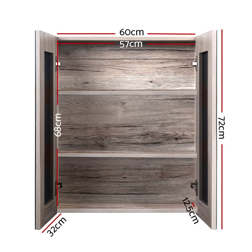 Cefito Bathroom Mirror Cabinet 600x720mm Oak โ image 2