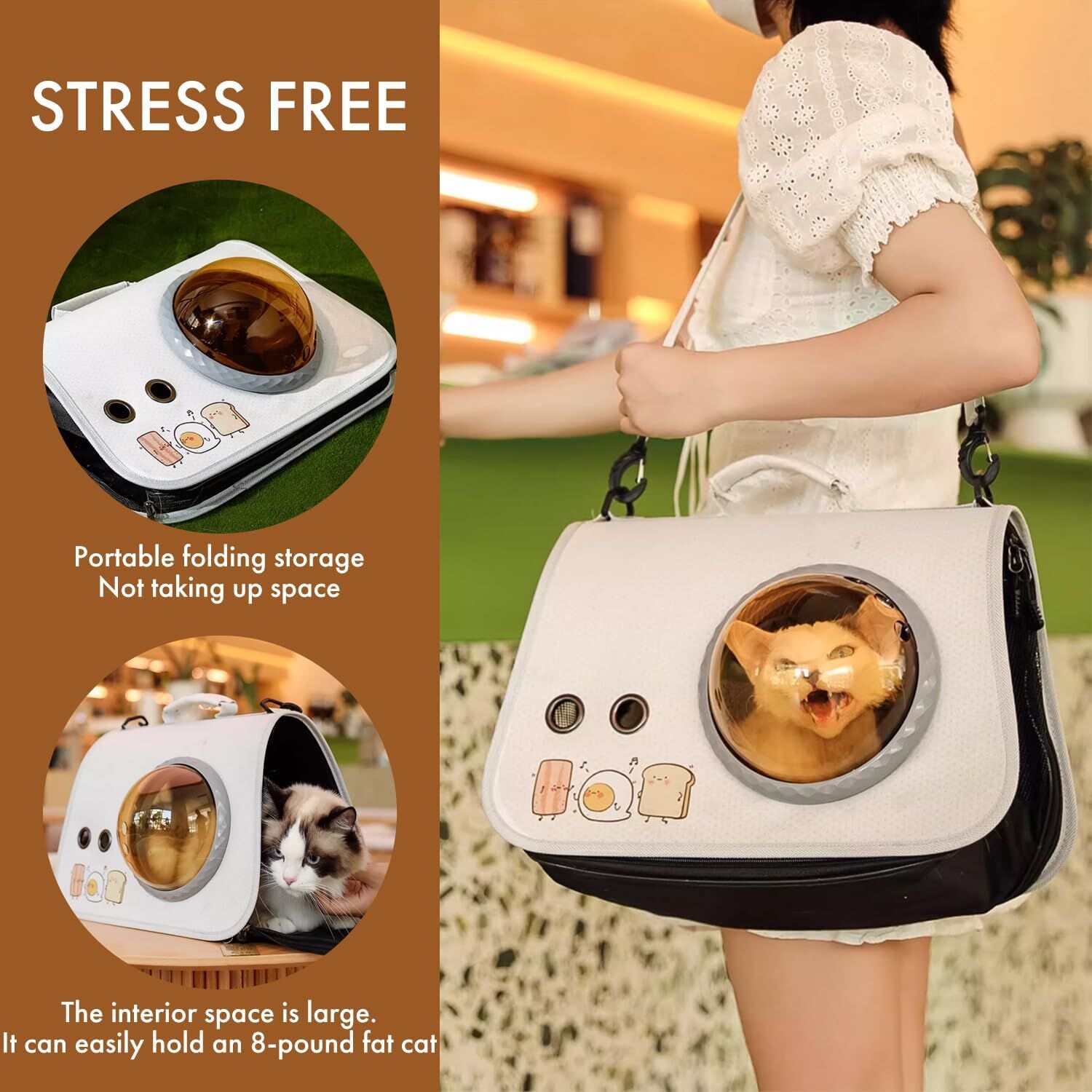 pet products Printed Space Capsule Cat Bag, Large Capacity Crossbody Dog Bag, Universal Pet Bag for All Seasons — image 2
