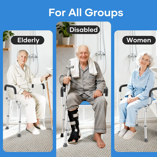 Adjustable Shower Chair Bath Seat Heavy Duty Bathtub Armrests Bench Bathroom โ image 4