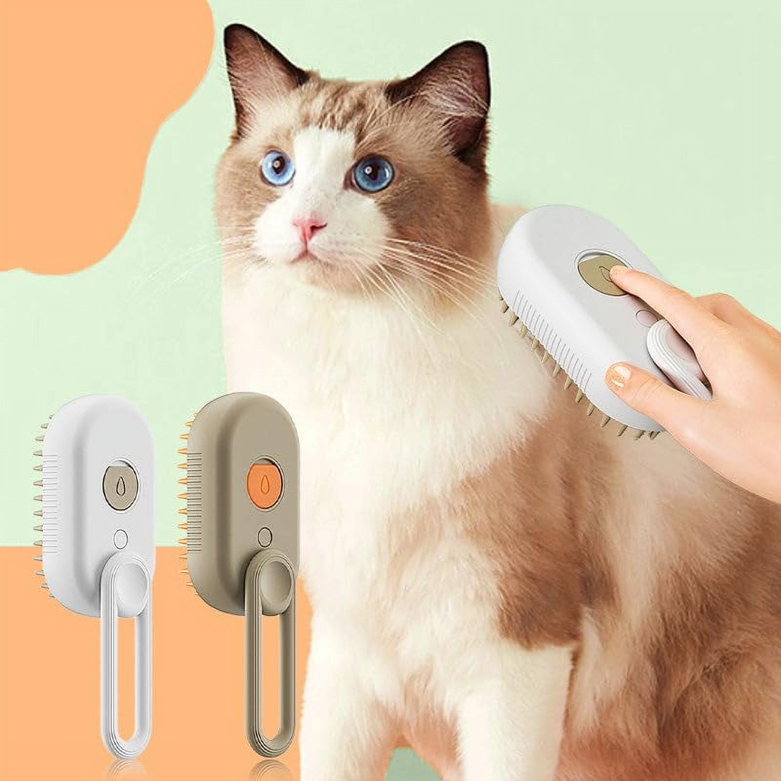 Cat Steam Brush, 3 in 1 Self Cleaning Cat Steamy Pet Brush Steamer Brush for Massage for Removing Tangled and Loosse Hair (2PCS Light Green) Light Green/White โ image 4