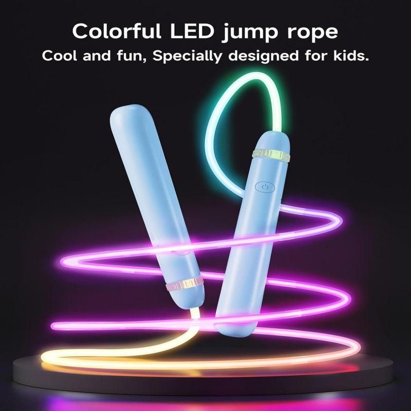 LED Light-Up Jump Rope for Boys Girls - Adjustable Glow-in-the-Dark Skipping Rope Black — image 3
