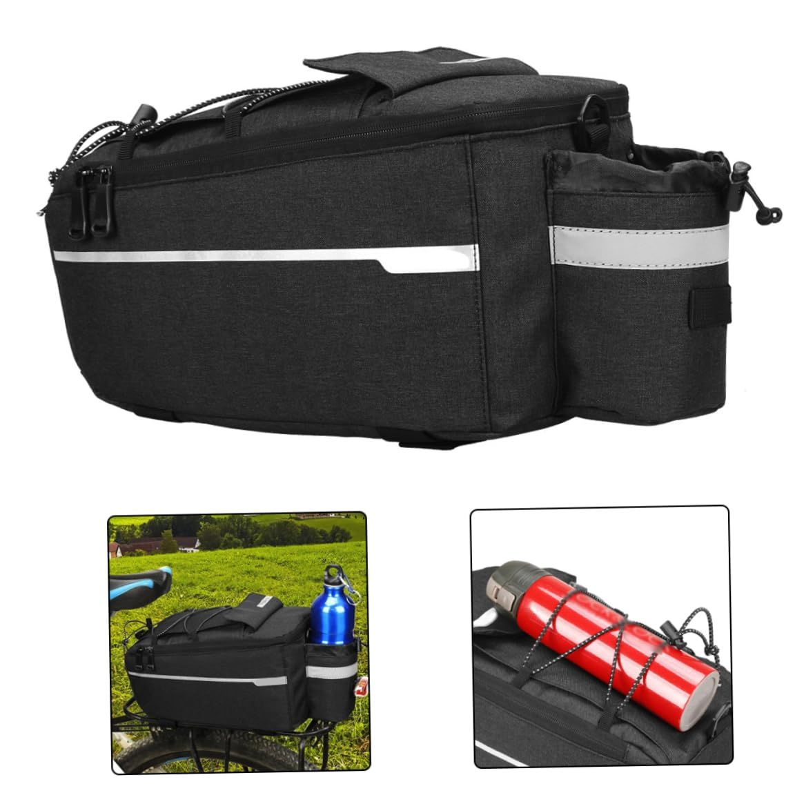 Bike Rear Rack Bag Insulated Bike Trunk Cooler Bag Reflective Bicycle Rear Seat Cargo Bag Water Resistant Bike — image 2