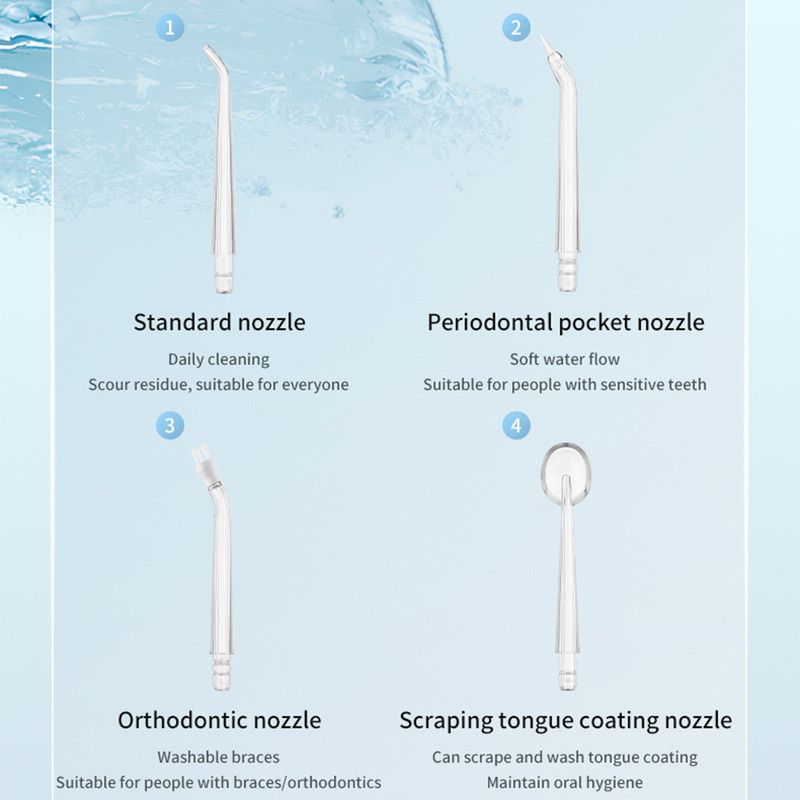 Portable Electric Water Flosser, 3-Speed High-Pressure, Orthodontic Home Oral Care Water Flosser - White — image 2