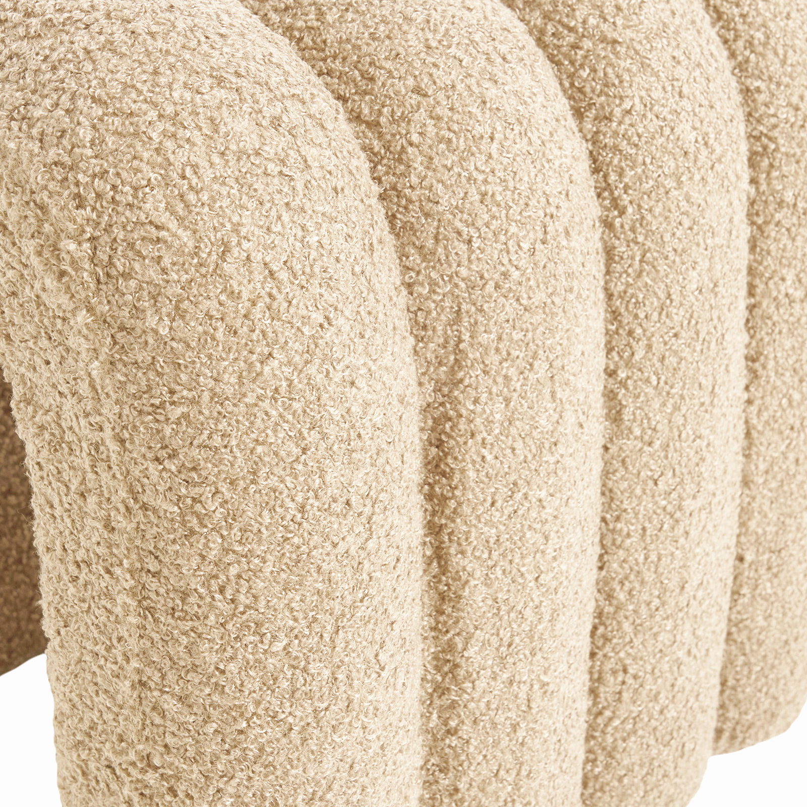2X Ridge Arch Ottoman Stool Teddy Fleece Fabric Foot Rest 45cm BEIGE โ image 3