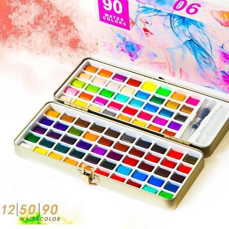 12-90 Watercolour Paint Set With Brush Painting Water Colour Kits - 12 Colours β image 2
