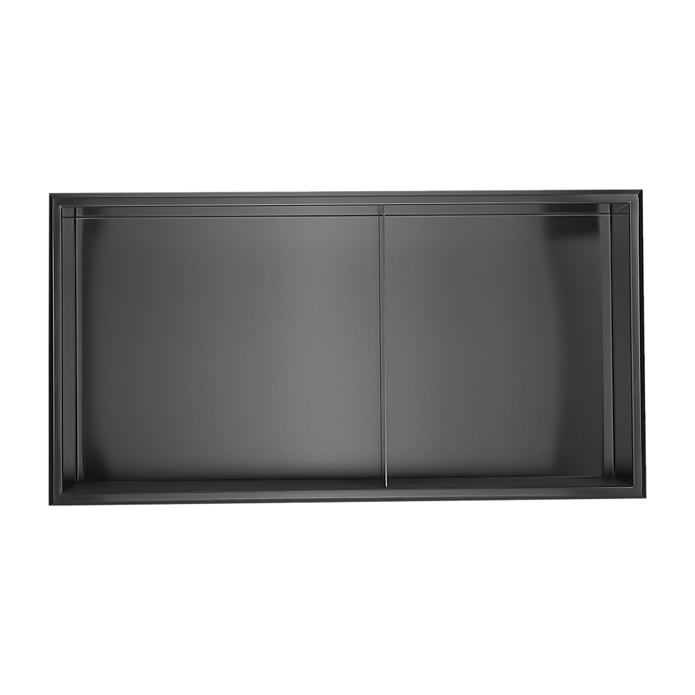 Shower Niche Double Shelf Organizer No Tile Needed in Black 641 x 336 x 101mm — image 4