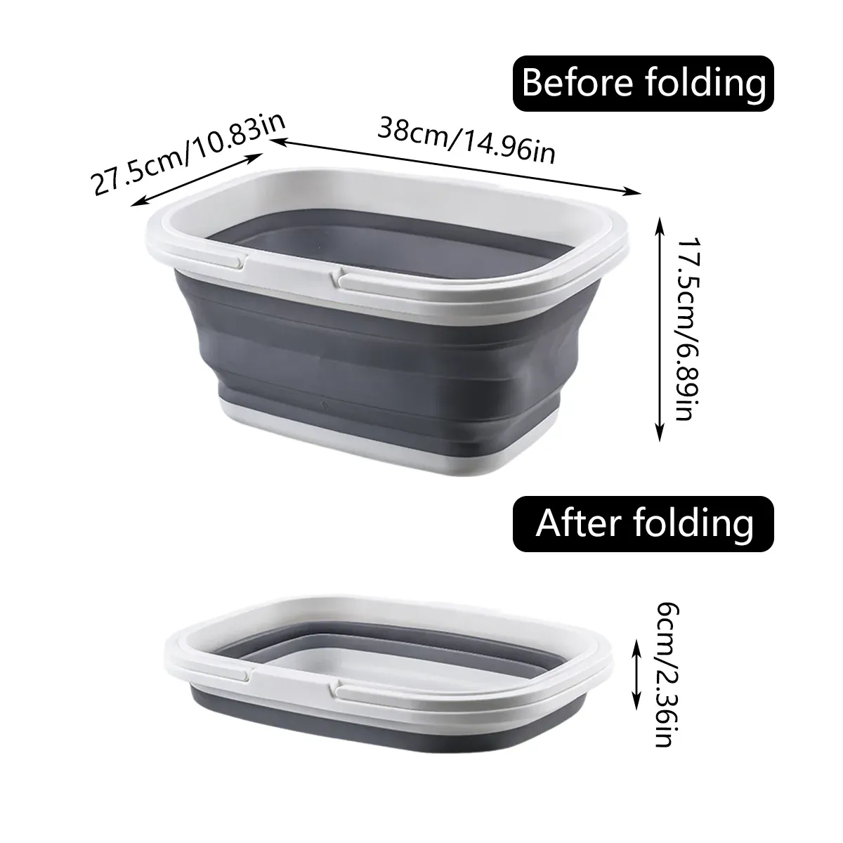 Outdoor Portable Foldable Handbasket Collapsible Picnic Basket Durable Sturdy - Grey โ image 4