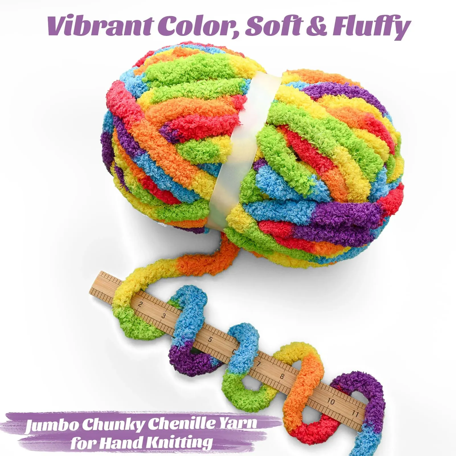 10 Pack Blue White Chunky Chenille Yarn, Super Bulky Variegated Blanket Yarn for Crochet and Hand Knitting, 25m, 70.5 oz — image 3