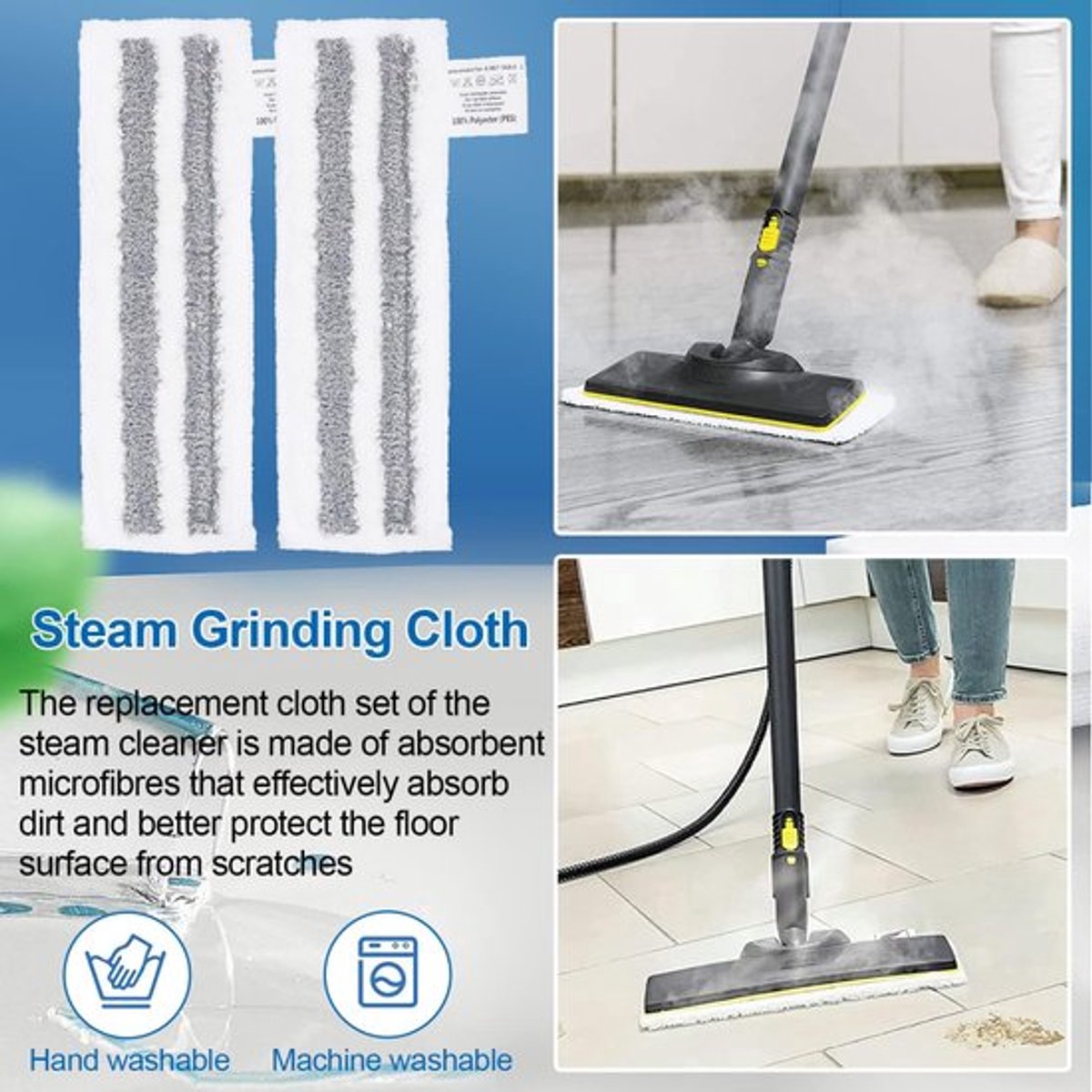 Accessory Set Suitable For Kärcher Easyfix Sc2, Sc3, Sc4 & Sc5 - Steam Cleaner Accessories - 12-Piece - Replacement Microfiber Cloths - Mop Pad - Steam Cleaner — image 4