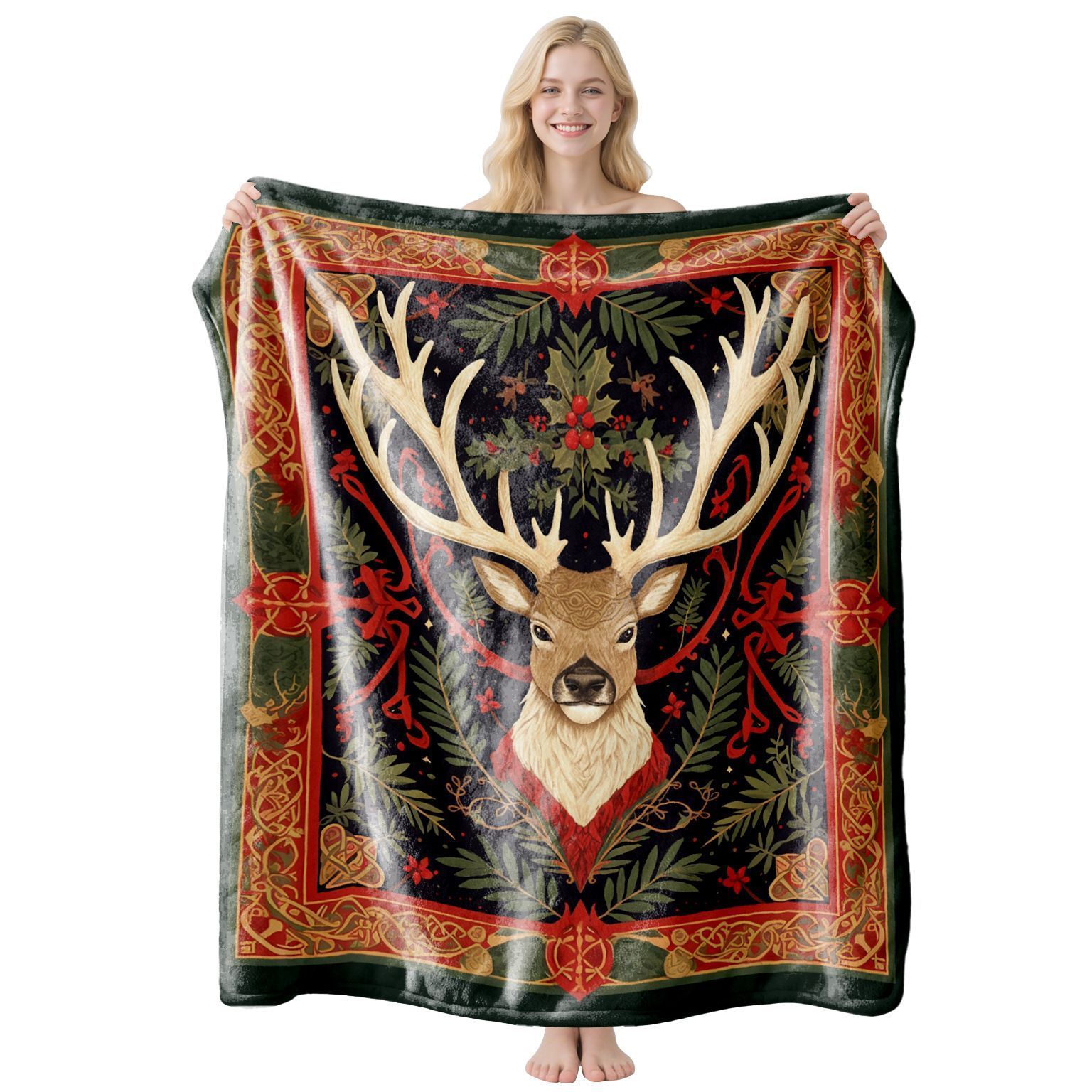 Christmas & Halloween Gentle‑finish Flannel Throw Blanket, Light‑weight Air‑condition Cover, Sweet Holiday Gift For Couch Feature Decor Showcase, Style