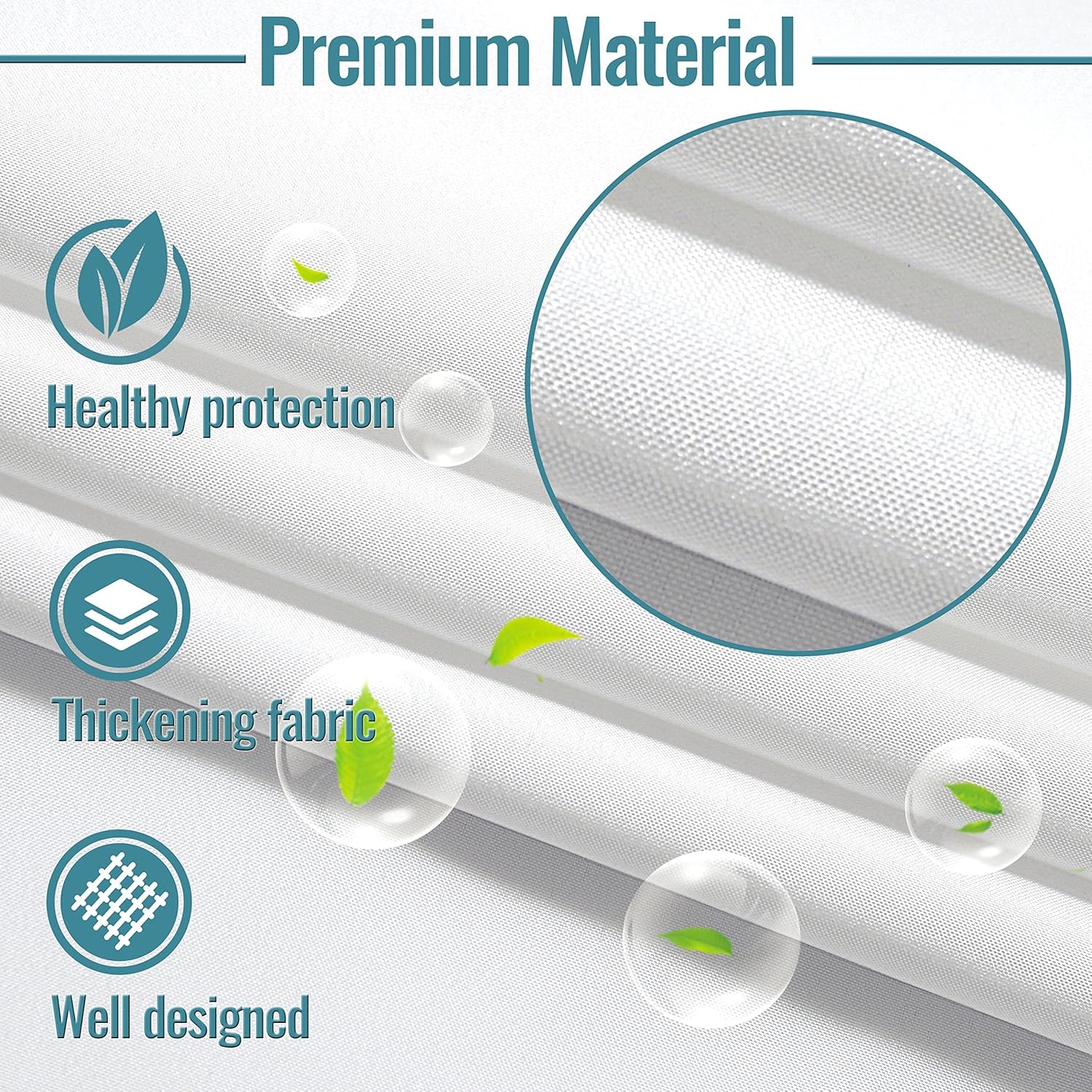 Snap in Shower Curtain Liner Replacement Shower Curtain Liner Removable Liner (1 Pack, 70" W x 54" H-White) — image 4