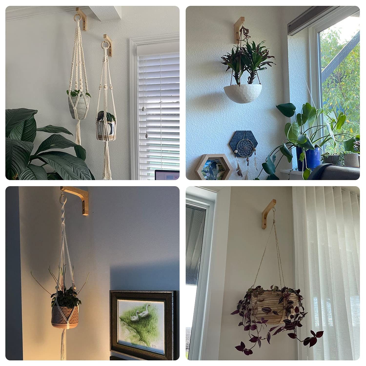 Wood Hanging Plant Hook Wooden Plant Hanger Wall Planter Hook Lantern Hanging Hook Wind Chime Hanger Decorative Hanging Bracket โ image 4