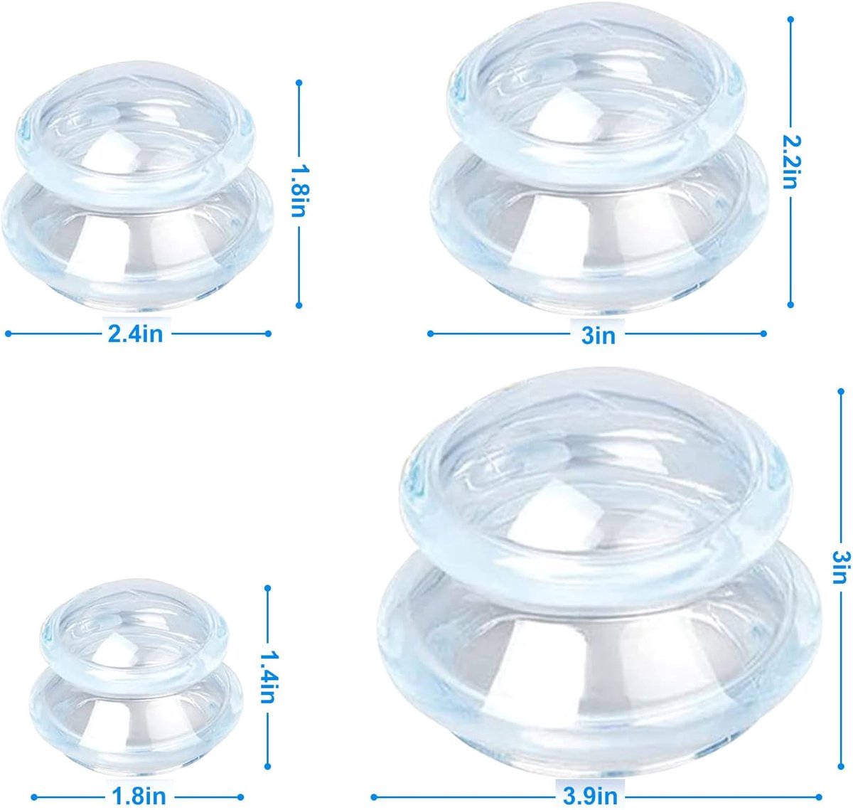 4-piece Cupping cup - Cupping cups - silicone cups - Cupping Set - Cupping For Cellulite - vacuum cup - For reducing cellulite anti-aging relieves pain and โ image 4