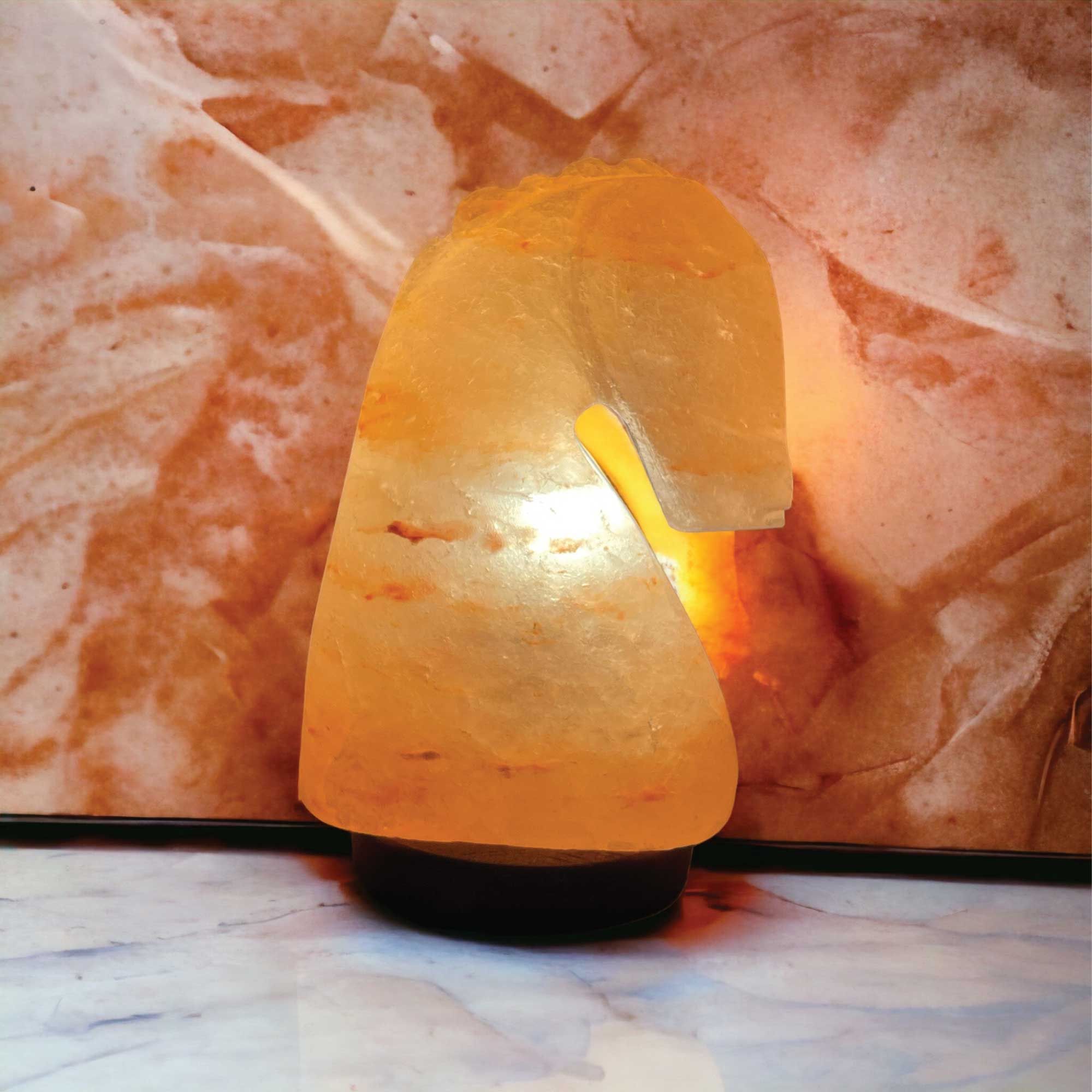 12V 12W Horse Himalayan Pink Salt Lamp Carved Knight Rock Crystal Light Bulb On/Off โ image 3