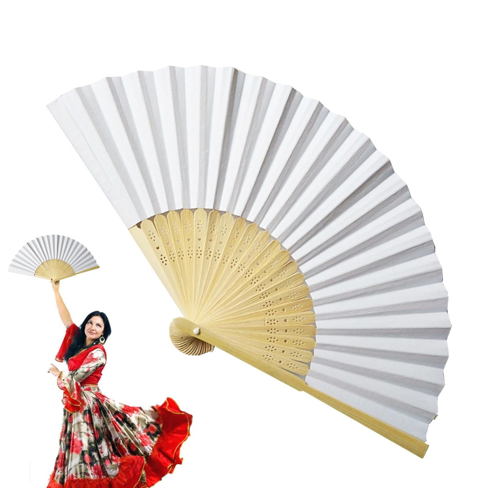 Foldable Bamboo Fan Handheld Folding Fan Decoration Chinese Vintage Retro Fabric Fan for DIY Decoration Wedding Dancing Party โ image 5