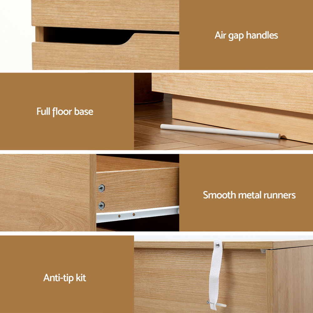 Artiss 6 Chest of Drawers Dresser Table Pine โ image 6