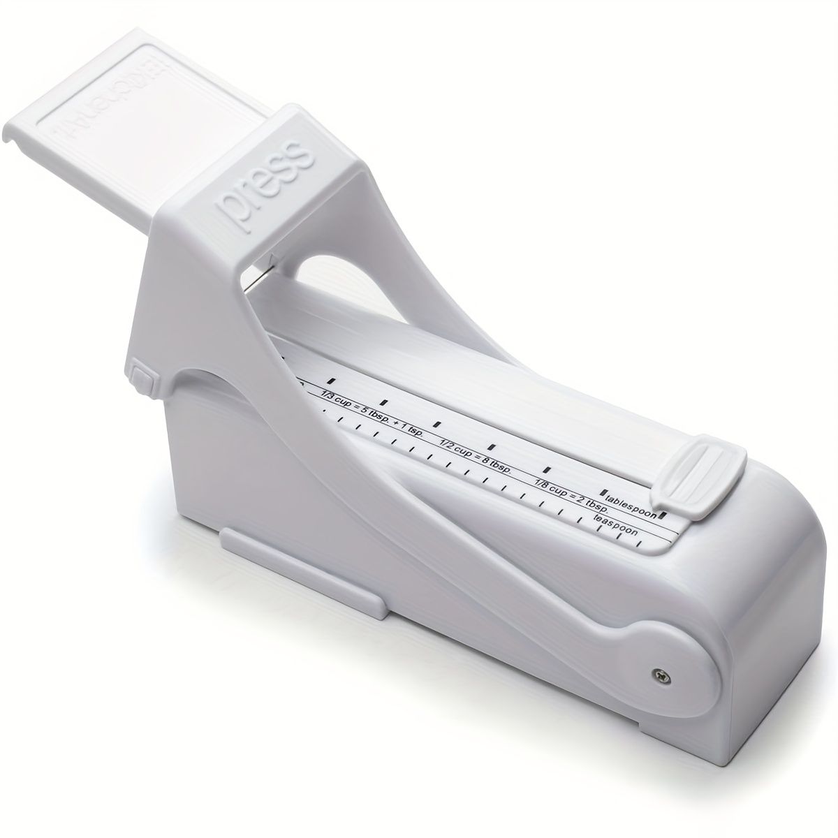 Butter slicer, adjustable butter slicer, kitchen butter measuring dispenser, one-hand controllable White