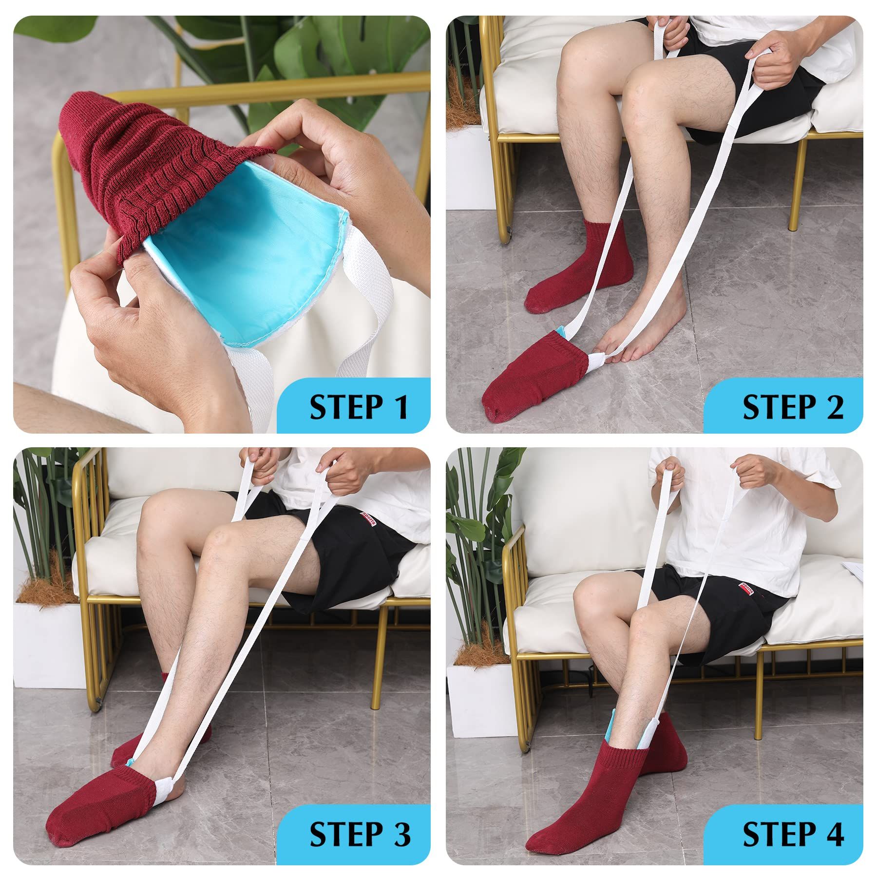 Sock Aid - Sock Aid Device for Seniors, Disabled, Pregnant - Sock Helper Aide Tool - Sock Assistant Device No Bending โ image 5